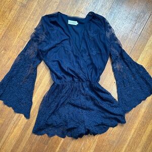 Lioness Navy Lace Romper